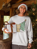 Christmas Tree And Kitten Sweatshirt -SmartPrintsInk Designs