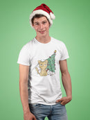 Christmas Tree And Kitten T-shirt -SmartPrintsInk Designs
