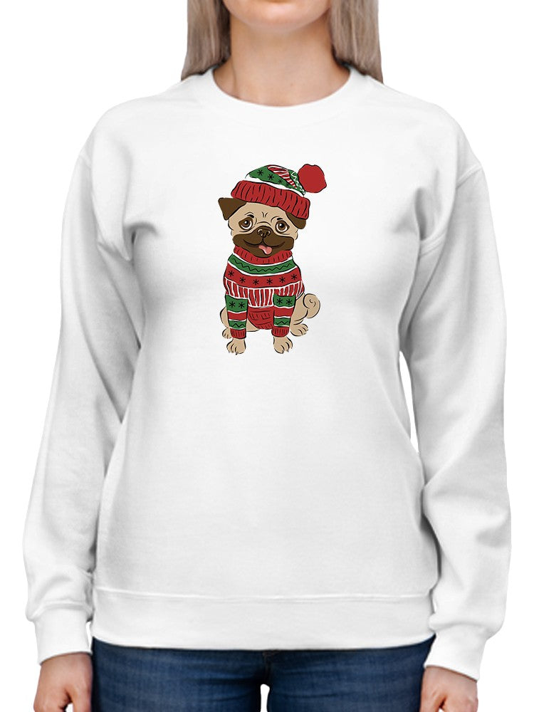 Christmas Pug Sweatshirt -SmartPrintsInk Designs