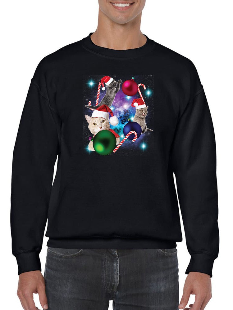 Christmas Cat Galaxy Sweatshirt -SmartPrintsInk Designs