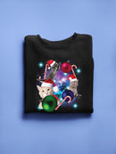 Christmas Cat Galaxy Sweatshirt -SmartPrintsInk Designs