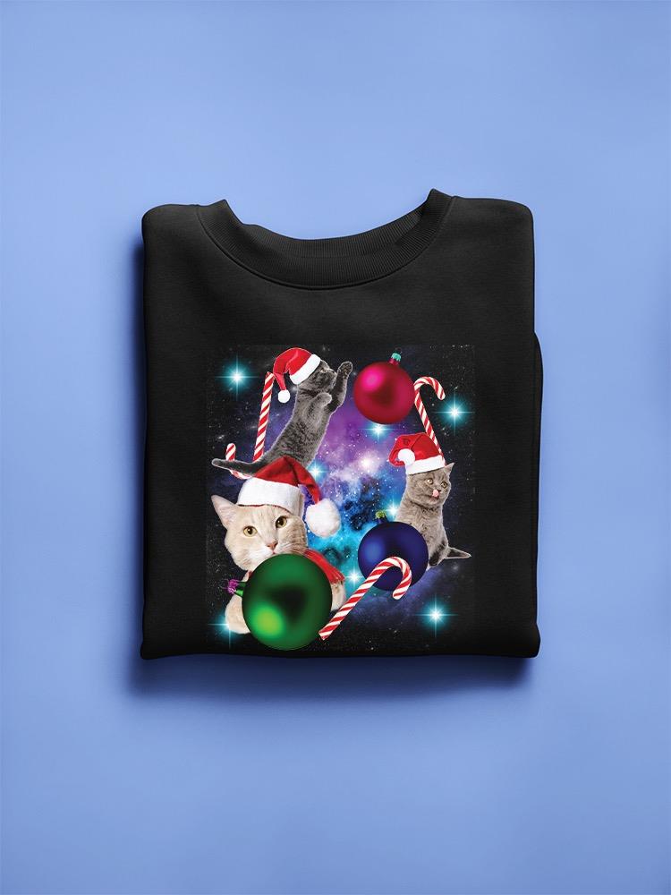 Christmas Cat Galaxy Sweatshirt -SmartPrintsInk Designs