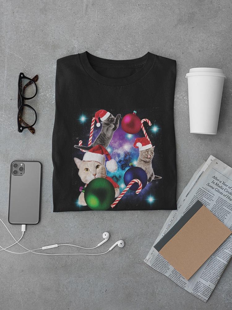 Christmas Cat Galaxy T-shirt -SmartPrintsInk Designs