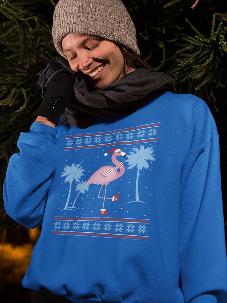 Christmas Flamingo Sweatshirt -SmartPrintsInk Designs