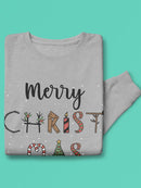 Merry Christmas Text Sweatshirt -SmartPrintsInk Designs