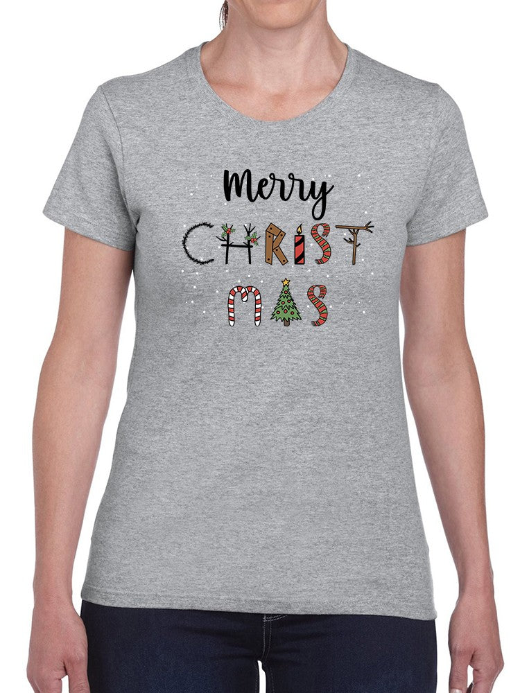 Merry Christmas Text T-shirt -SmartPrintsInk Designs