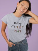 Merry Christmas Text T-shirt -SmartPrintsInk Designs
