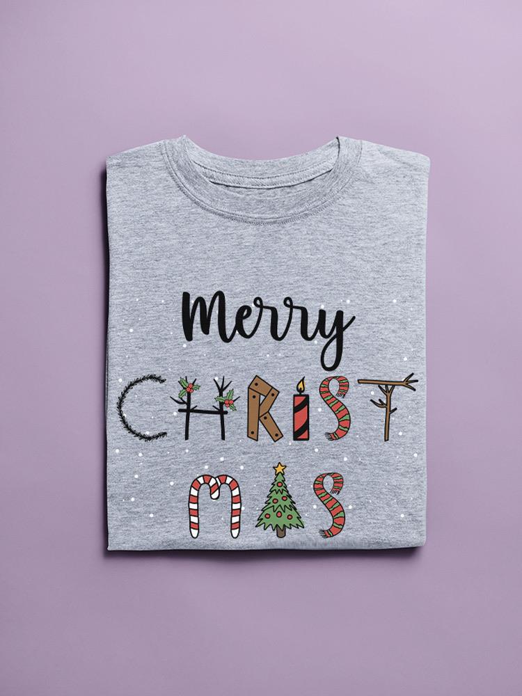 Merry Christmas Text T-shirt -SmartPrintsInk Designs
