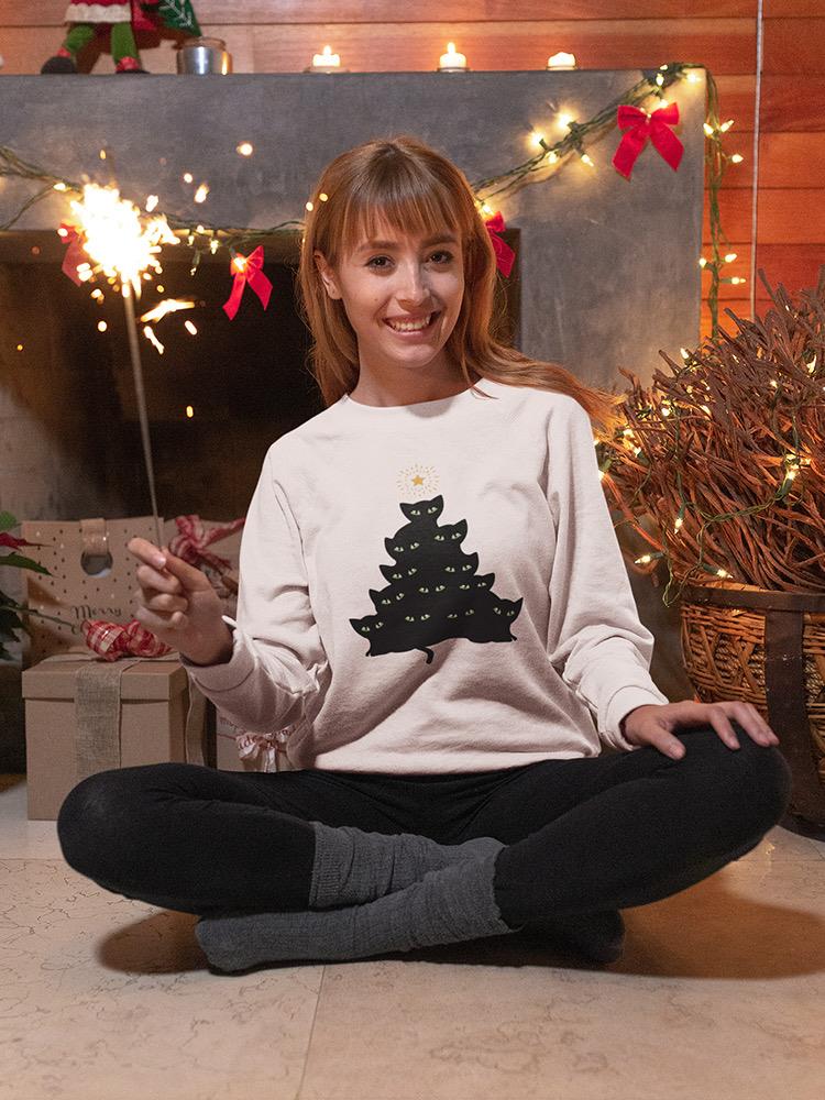 Christmas Cat Tree Sweatshirt -SmartPrintsInk Designs
