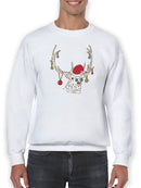 Reindeer With Santa Hat Sweatshirt -SmartPrintsInk Designs