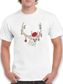 Reindeer With Santa Hat T-shirt -SmartPrintsInk Designs
