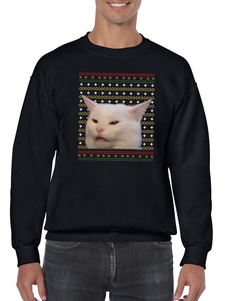 Funny Cat Sweatshirt -SmartPrintsInk Designs