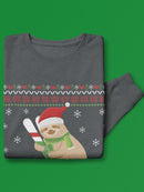 Sloth On A Candy Cane Sweatshirt -SmartPrintsInk Designs