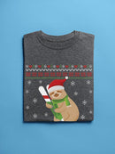 Sloth On A Candy Cane T-shirt -SmartPrintsInk Designs