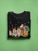 Santa And Dog Reindeers Sweatshirt -SmartPrintsInk Designs