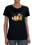 Santa And Dog Reindeers T-shirt -SmartPrintsInk Designs