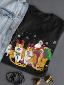 Santa And Dog Reindeers T-shirt -SmartPrintsInk Designs