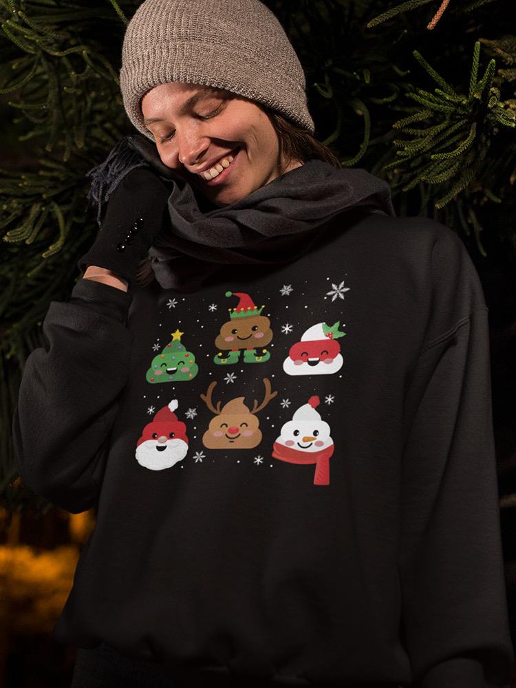 Funny Poop Christmas Icons Sweatshirt -SmartPrintsInk Designs