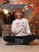 Holly Jolly Sweatshirt -SmartPrintsInk Designs