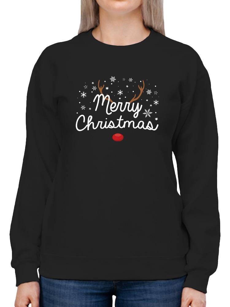 Merry Christmas Reindeer Sweatshirt -SmartPrintsInk Designs
