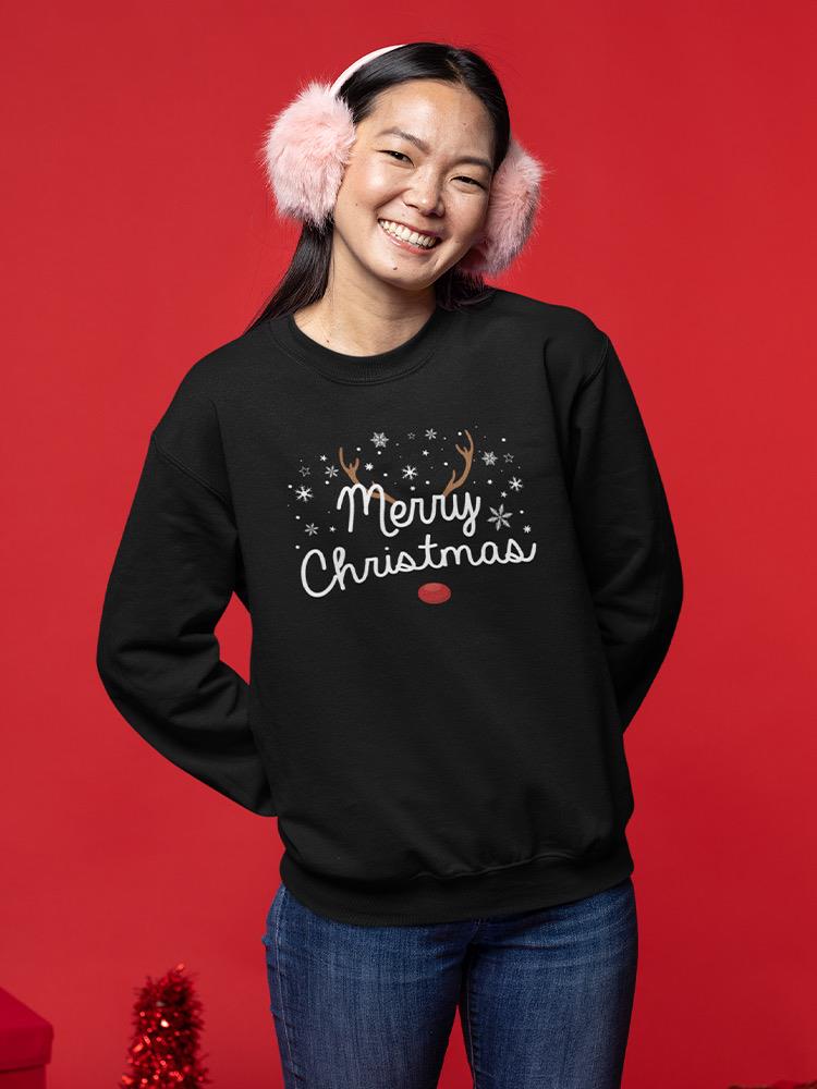 Merry Christmas Reindeer Sweatshirt -SmartPrintsInk Designs