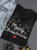 Merry Christmas Reindeer T-shirt -SmartPrintsInk Designs