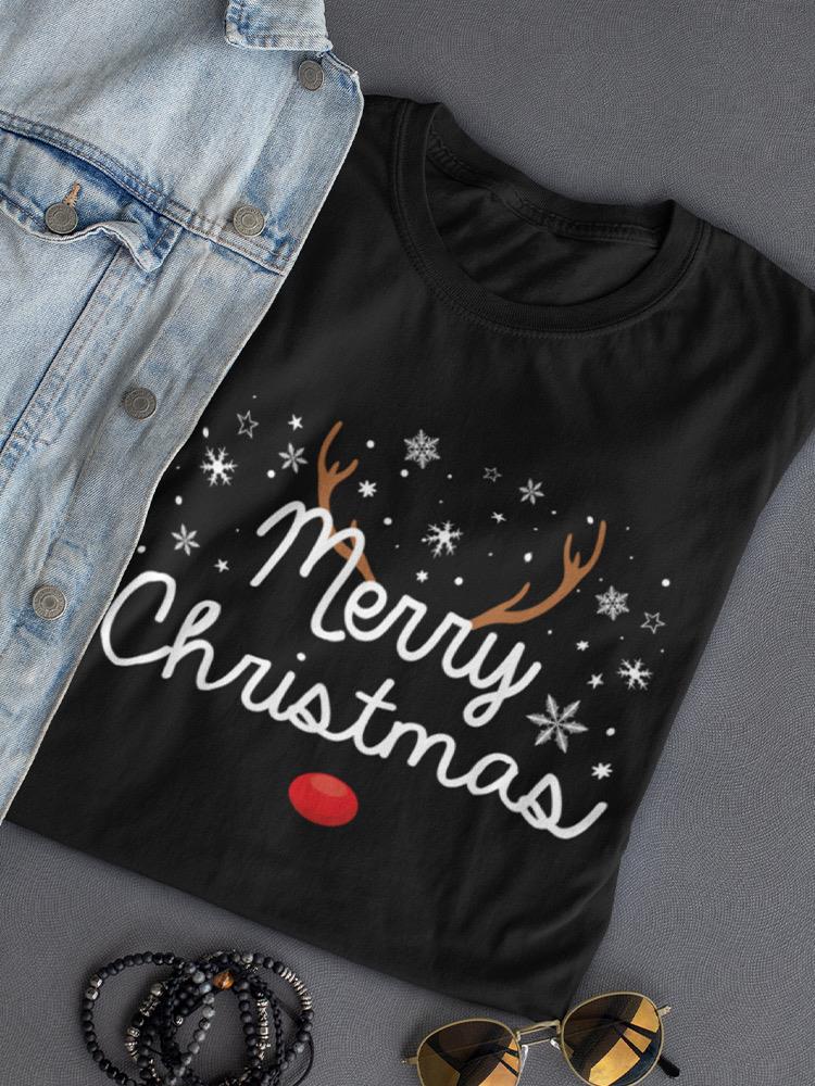 Merry Christmas Reindeer T-shirt -SmartPrintsInk Designs