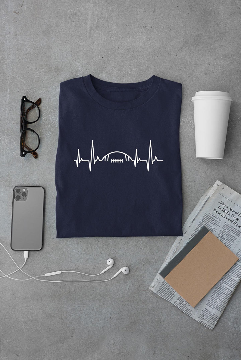 Football Heartbeat T-shirt -SmartPrintsInk Designs