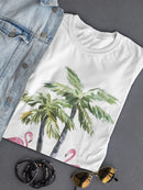 Flamingos And Palm Trees T-shirt -SmartPrintsInk Designs