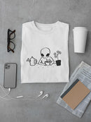 Alien Drinking Coffee T-shirt -SmartPrintsInk Designs