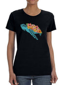 Floral Turtle T-shirt -SmartPrintsInk Designs
