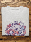 Teddy Bear Steals Hearts T-shirt -SmartPrintsInk Designs