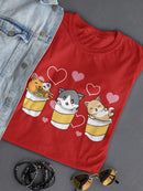 Cute Kittens On Cups T-shirt -SmartPrintsInk Designs