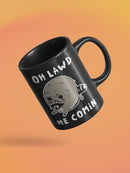Oh Lawd He Comin, Raccoon Mug -SmartPrintsInk Designs