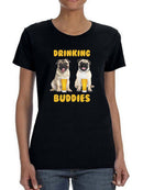 Pug Drinking Buddies T-shirt -SmartPrintsInk Designs