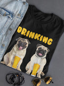 Pug Drinking Buddies T-shirt -SmartPrintsInk Designs