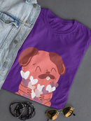 Cute Dog With Hearts T-shirt -SmartPrintsInk Designs