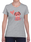 Sitting Lovely Pug T-shirt -SmartPrintsInk Designs