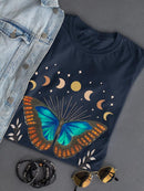 Butterfly And Moon Phases T-shirt -SmartPrintsInk Designs