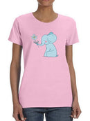 Elephant With A Flower T-shirt -SmartPrintsInk Designs