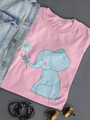Elephant With A Flower T-shirt -SmartPrintsInk Designs