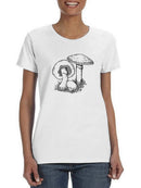 Mushrooms Sketch T-shirt -SmartPrintsInk Designs