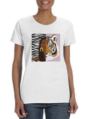 Woman And Tiger T-shirt -SmartPrintsInk Designs