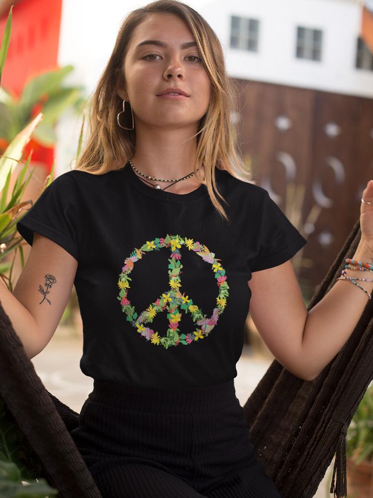 A Floral Peace Sign. T-shirt -SmartPrintsInk Designs
