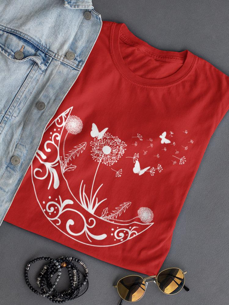 Moon With Flowers T-shirt -SmartPrintsInk Designs