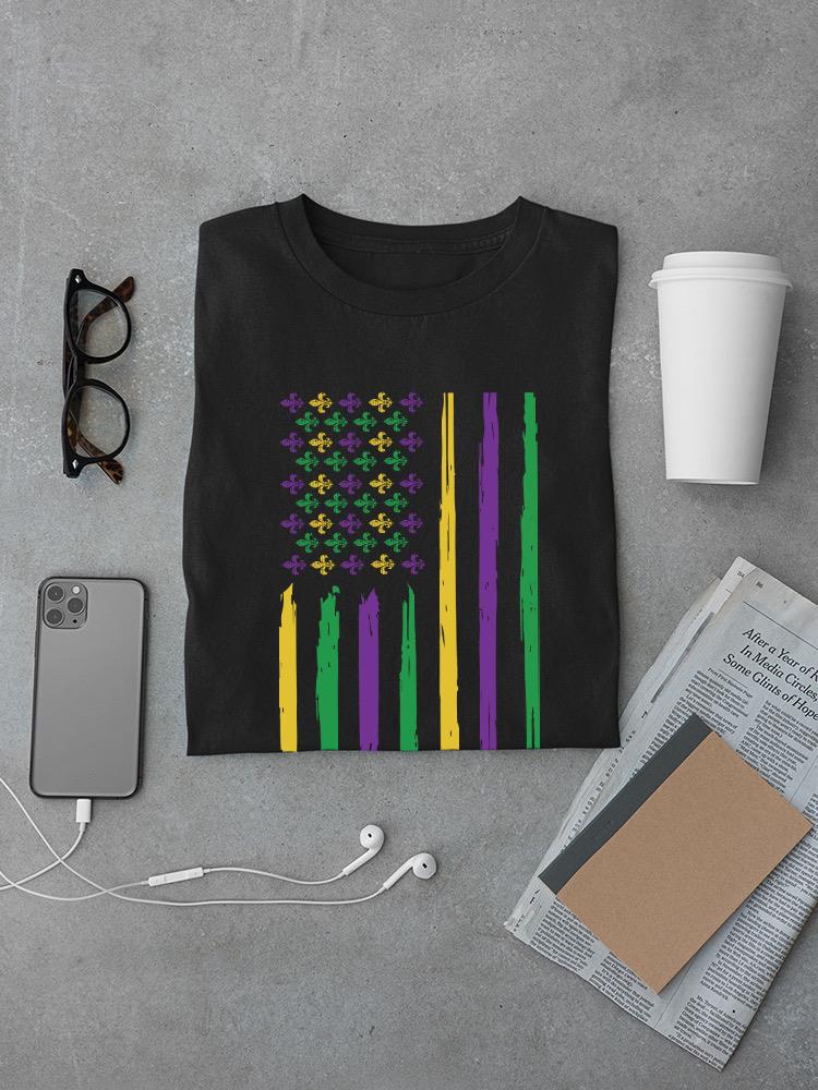 Mardi Gras American Flag T-shirt -SmartPrintsInk Designs