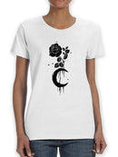 Dark Moon And Rose Shaped T-shirt -SmartPrintsInk Designs