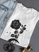 Dark Moon And Rose Shaped T-shirt -SmartPrintsInk Designs