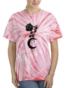 Dark Moon And Rose Tie Dye Tee -SmartPrintsInk Designs