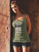 American Flag Flowers Racerback Tank -SmartPrintsInk Designs